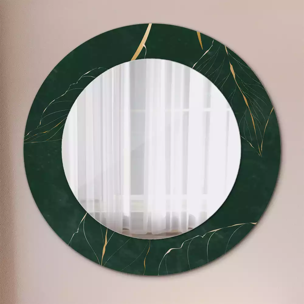 Miroir rond imprimé Contour de feuilles