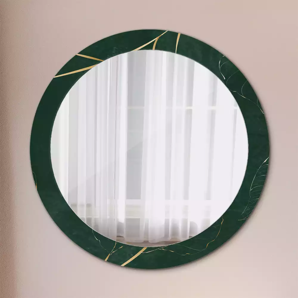 Miroir rond imprimé Contour de feuilles