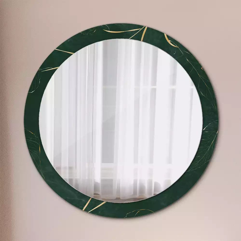 Miroir rond imprimé Contour de feuilles