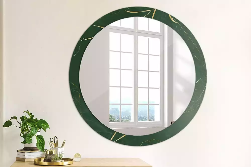 Miroir rond imprimé Contour de feuilles