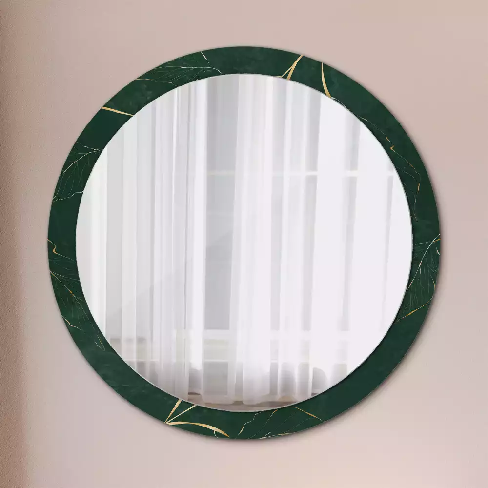 Miroir rond imprimé Contour de feuilles
