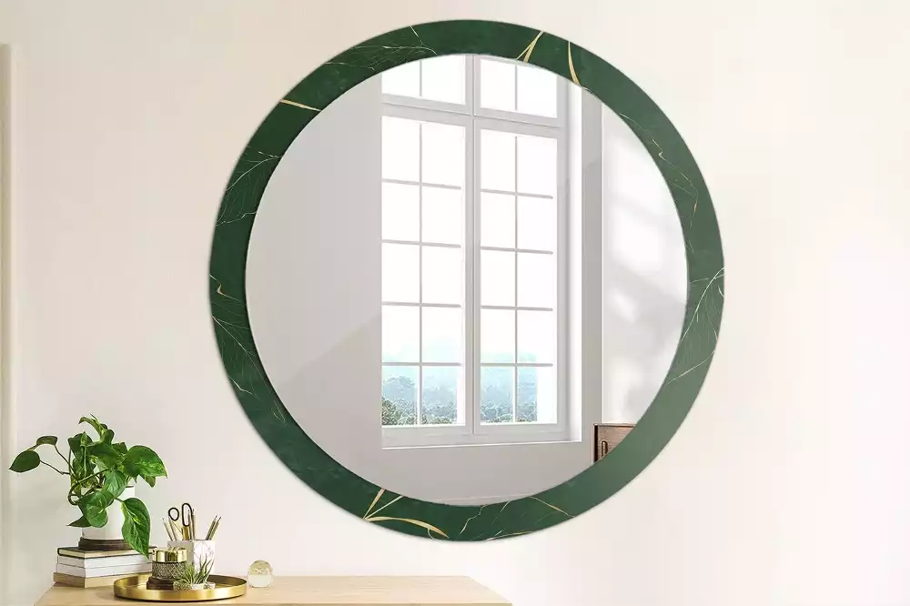 Miroir rond imprimé Contour de feuilles