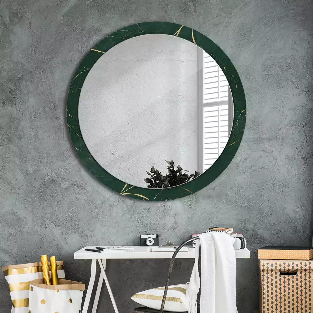 Miroir rond imprimé Contour de feuilles