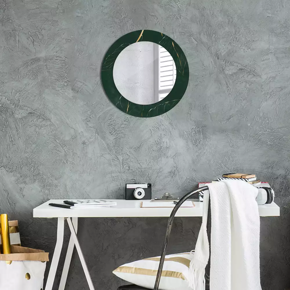Miroir rond imprimé Contour de feuilles