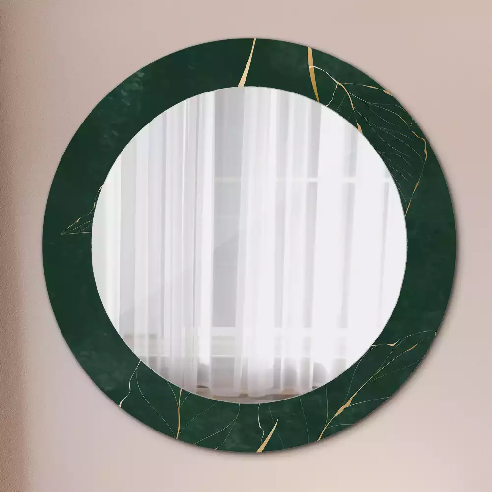 Miroir rond imprimé Contour de feuilles
