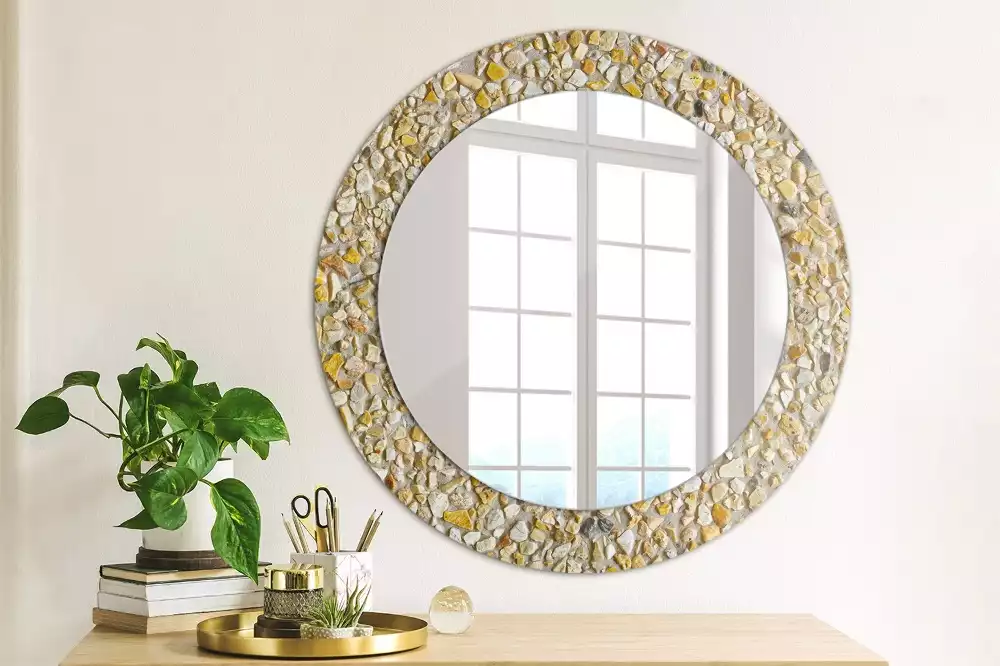 Miroir rond avec décoration Motif terrazzo