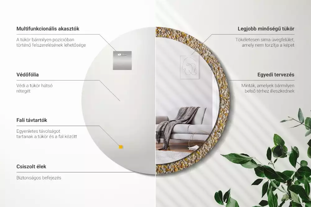 Miroir rond avec décoration Motif terrazzo