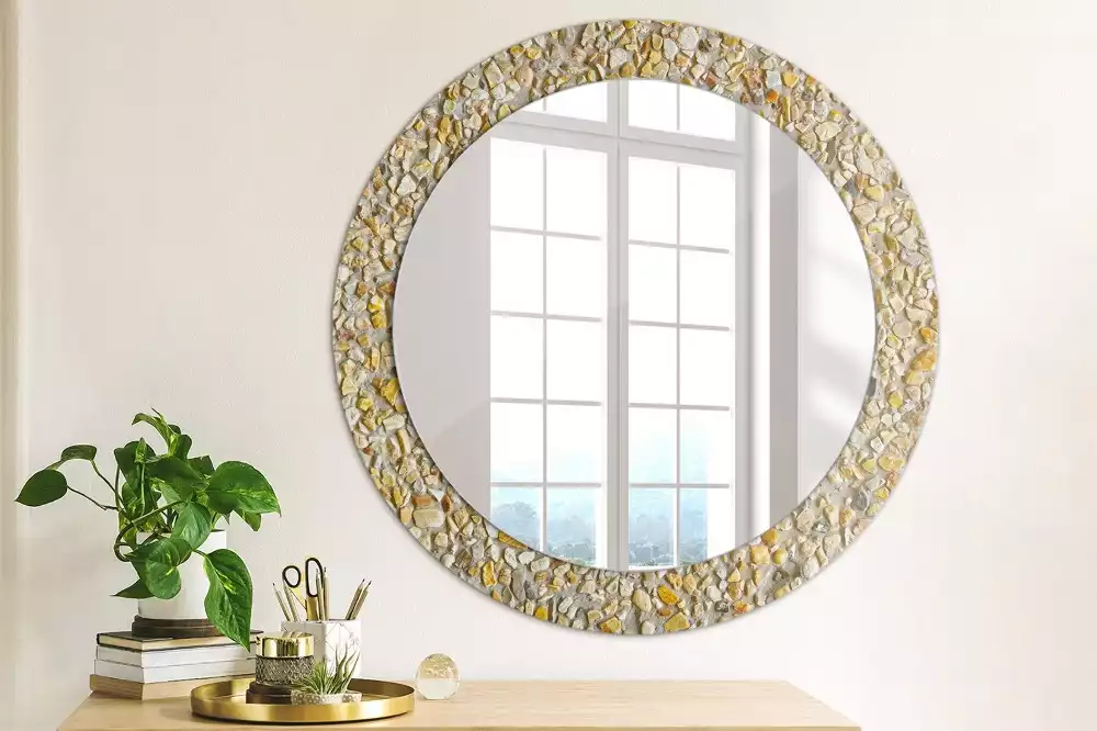 Miroir rond avec décoration Motif terrazzo