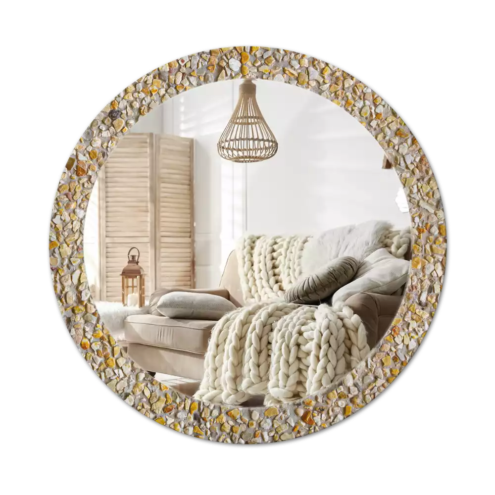 Miroir rond avec décoration Motif terrazzo