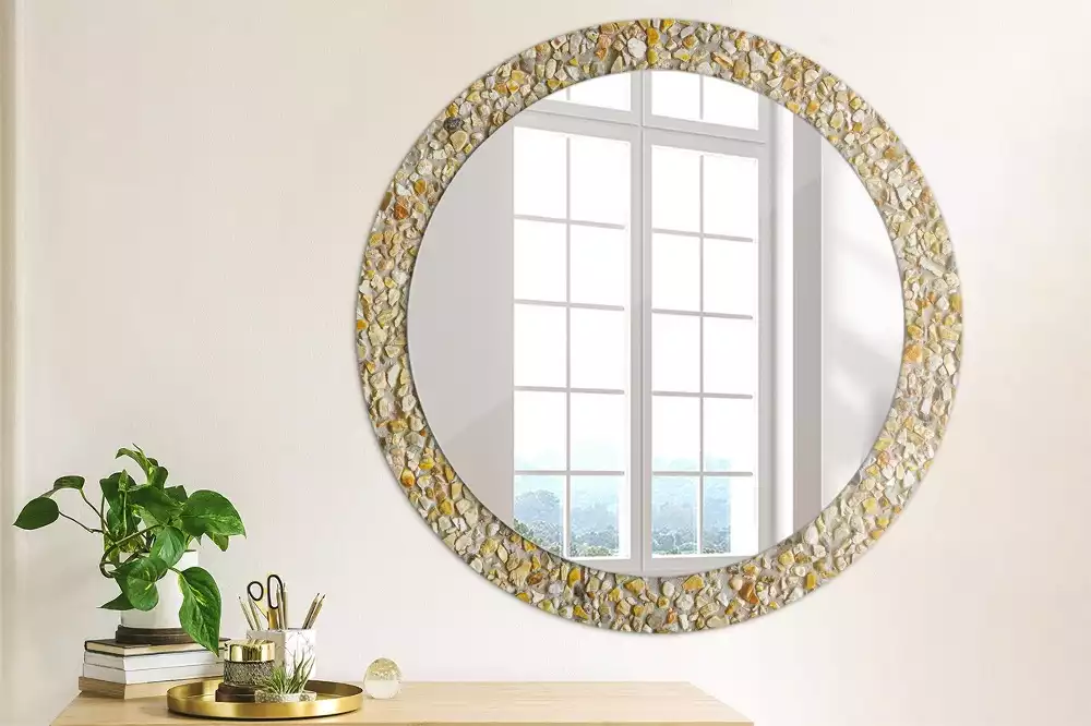 Miroir rond avec décoration Motif terrazzo