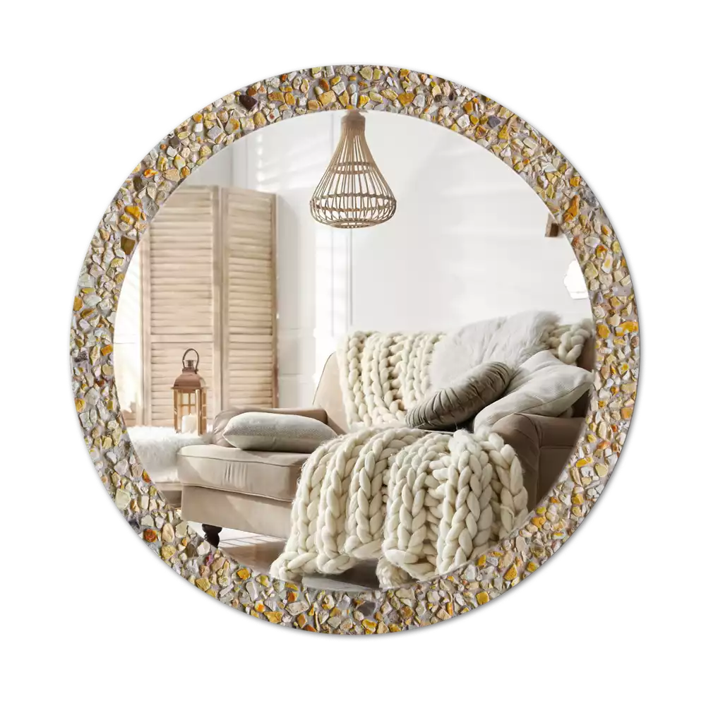 Miroir rond avec décoration Motif terrazzo