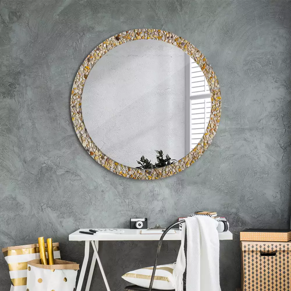 Miroir rond avec décoration Motif terrazzo
