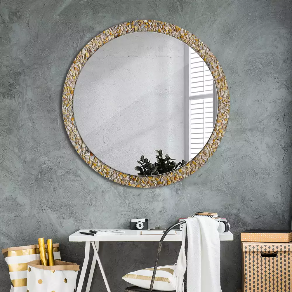 Miroir rond avec décoration Motif terrazzo