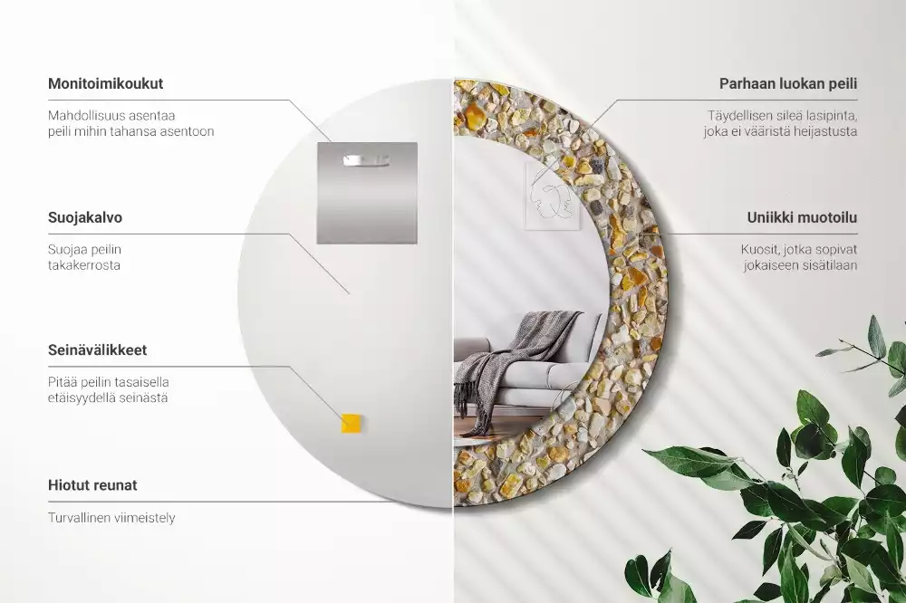 Miroir rond avec décoration Motif terrazzo