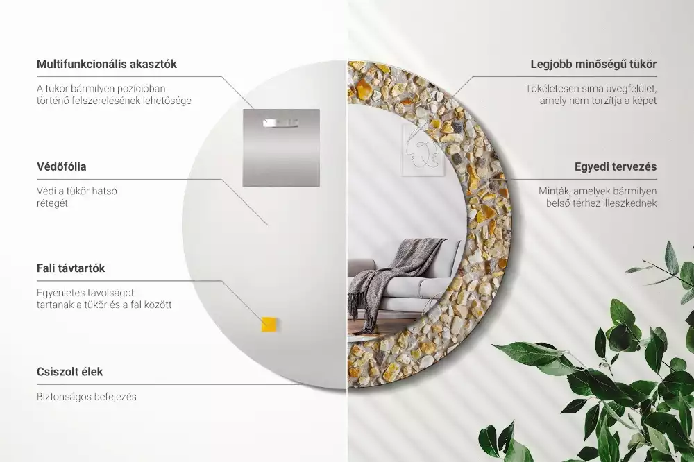 Miroir rond avec décoration Motif terrazzo