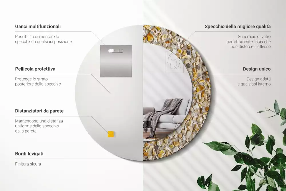 Miroir rond avec décoration Motif terrazzo