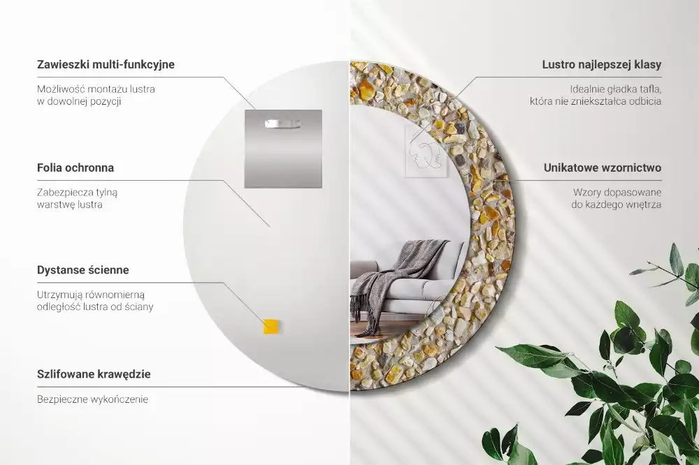 Miroir rond avec décoration Motif terrazzo