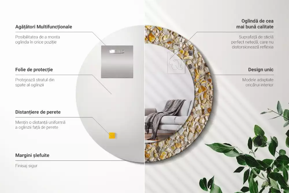 Miroir rond avec décoration Motif terrazzo