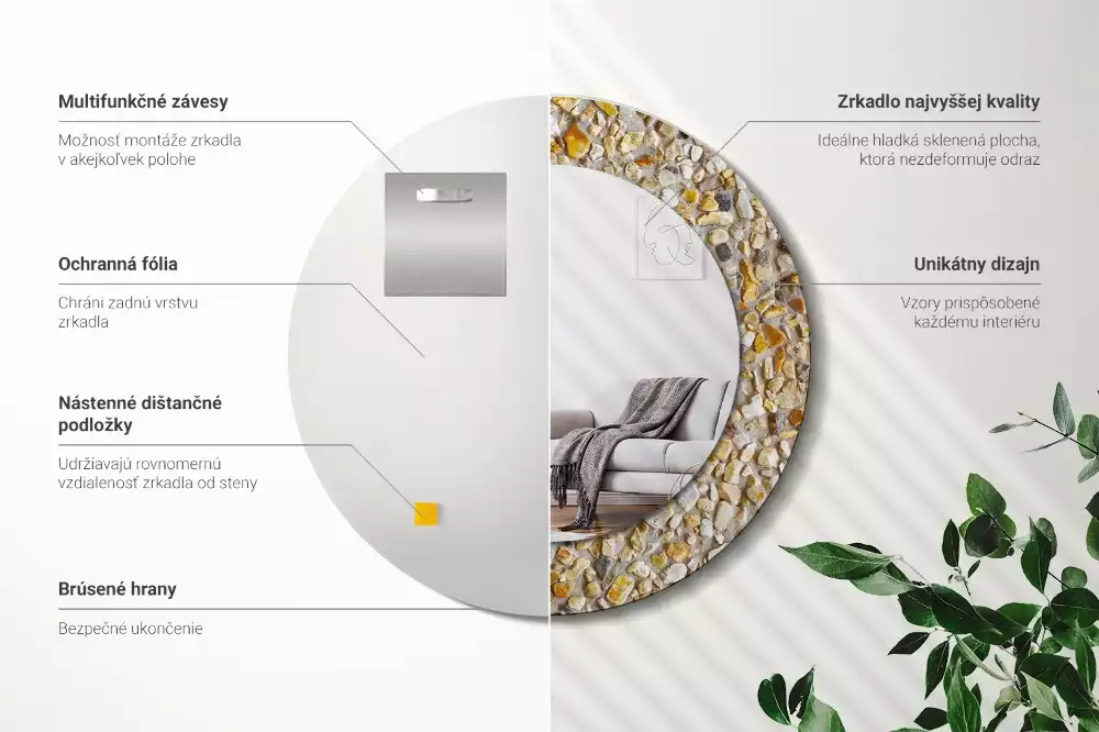 Miroir rond avec décoration Motif terrazzo