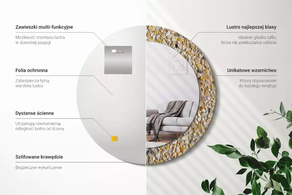 Miroir rond avec décoration Motif terrazzo