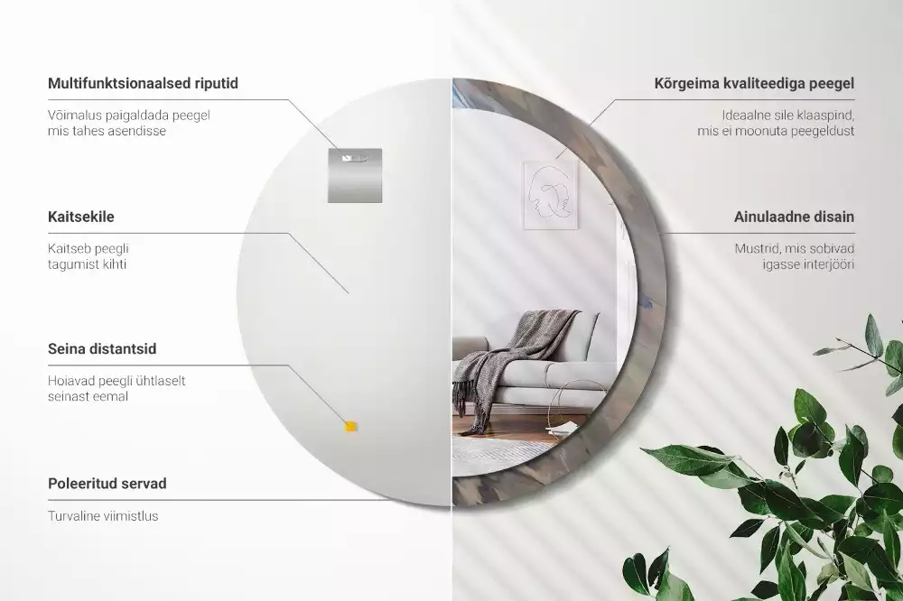 Miroir rond imprimé Vagues abstraites