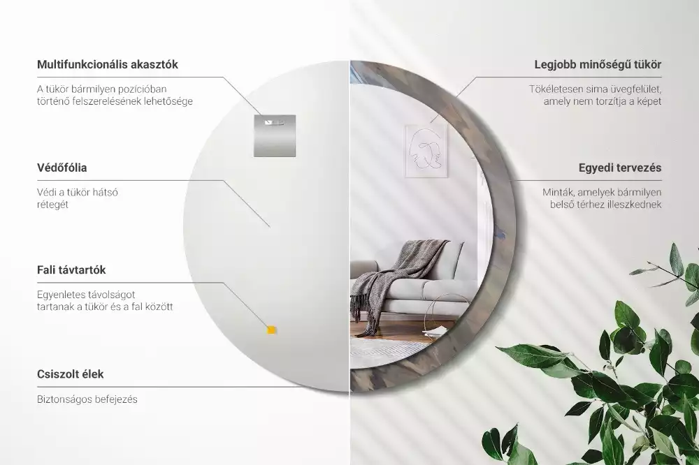 Miroir rond imprimé Vagues abstraites