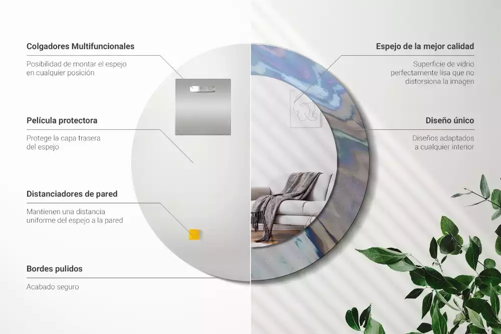 Miroir rond imprimé Vagues abstraites