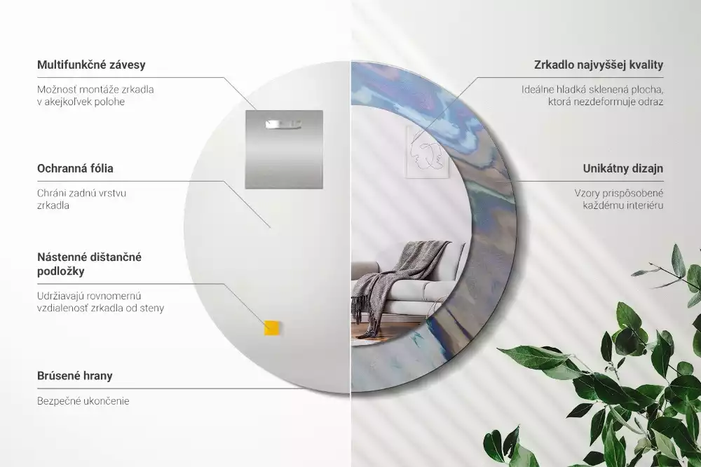 Miroir rond imprimé Vagues abstraites