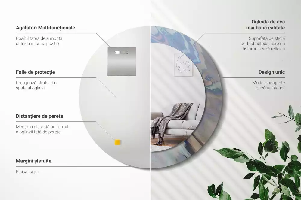 Miroir rond imprimé Vagues abstraites