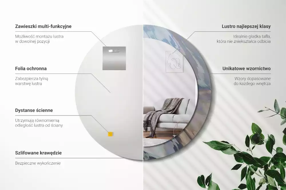 Miroir rond imprimé Vagues abstraites