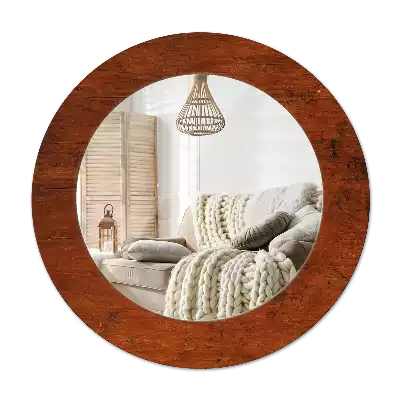 Miroir rond avec décoration Bois naturel