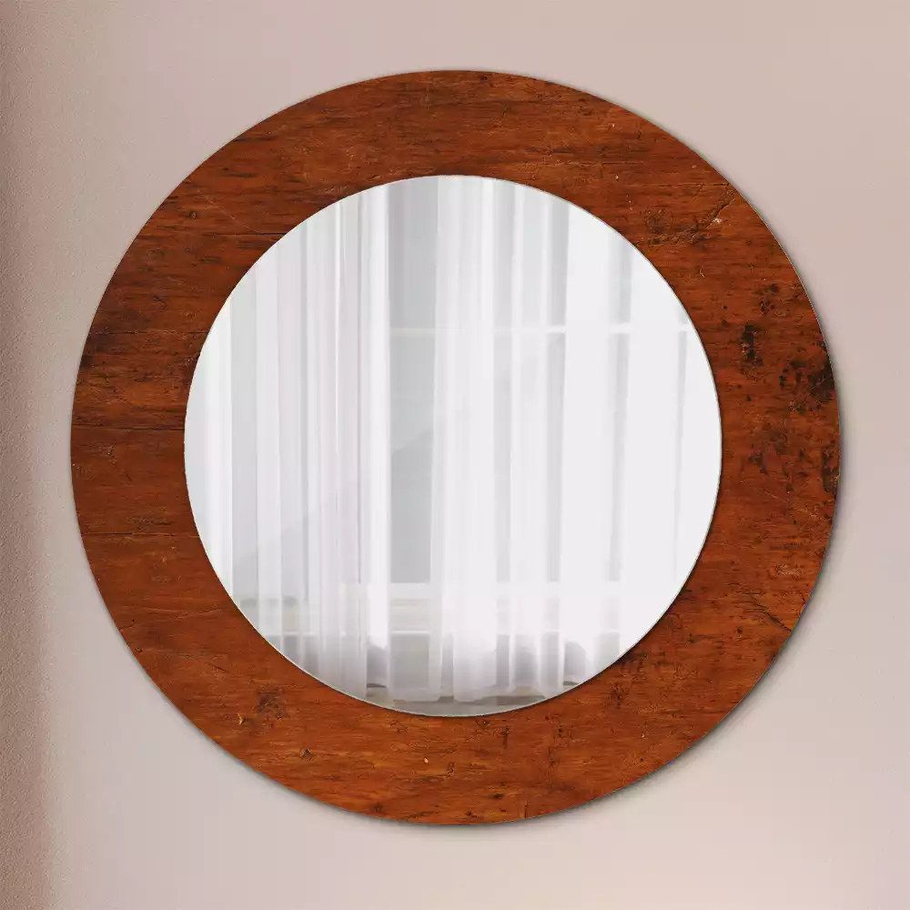 Miroir rond avec décoration Bois naturel