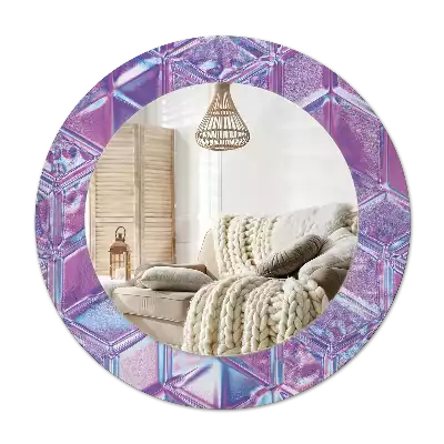 Miroir rond cadre avec impression Motif cristallin