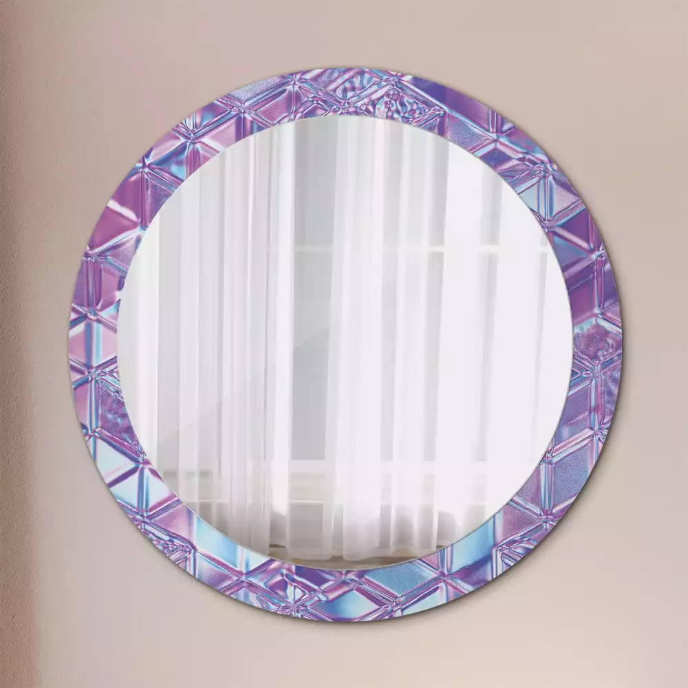 Miroir rond cadre avec impression Motif cristallin