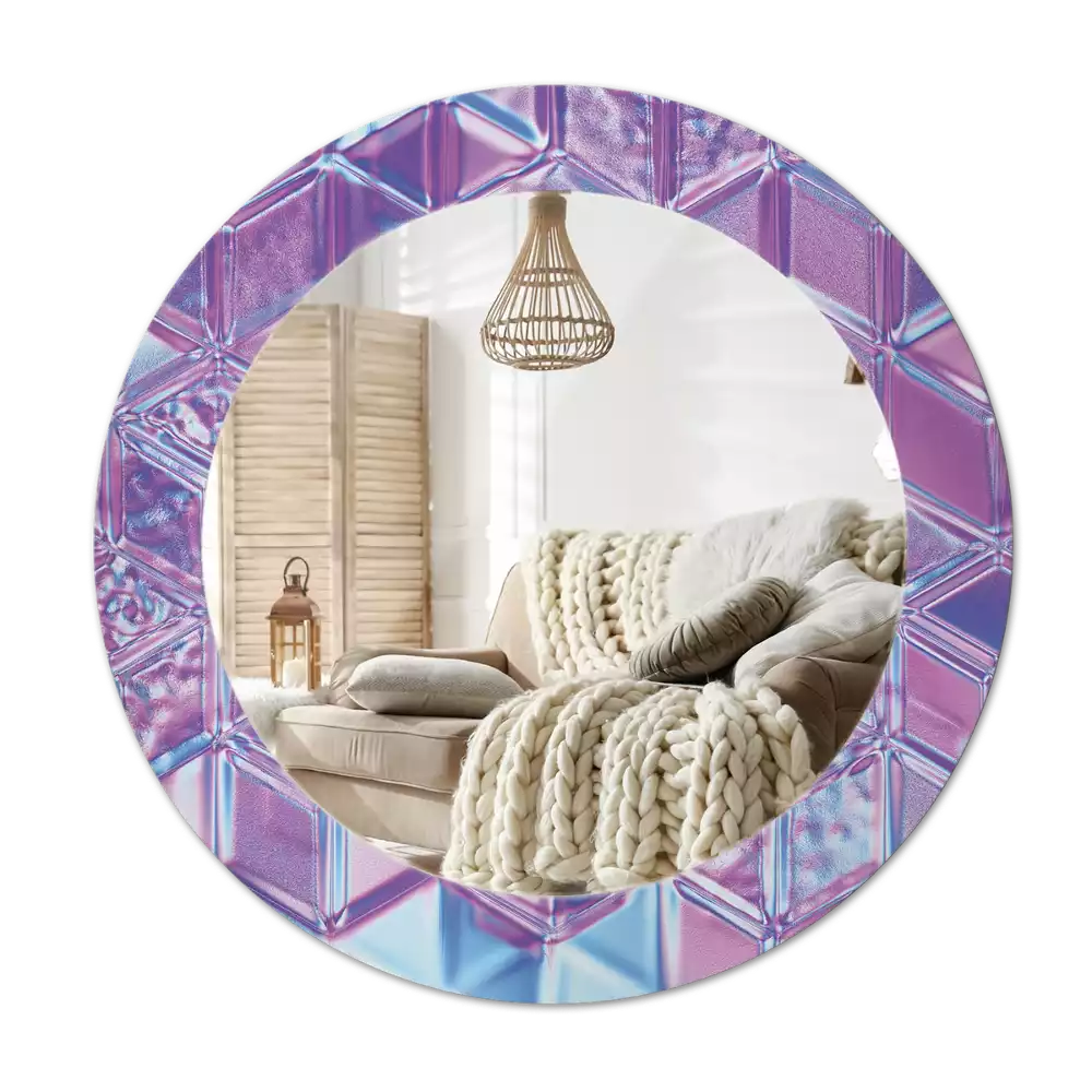 Miroir rond cadre avec impression Motif cristallin