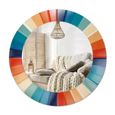 Miroir rond imprimé Rayons colorés carrelés