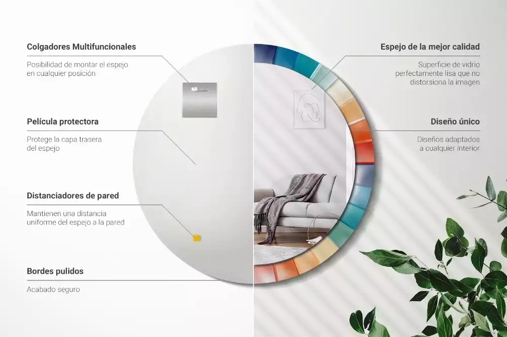 Miroir rond imprimé Rayons colorés carrelés