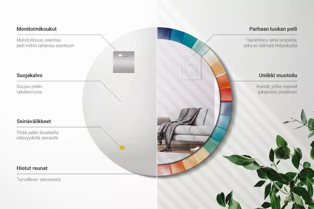 Miroir rond imprimé Rayons colorés carrelés