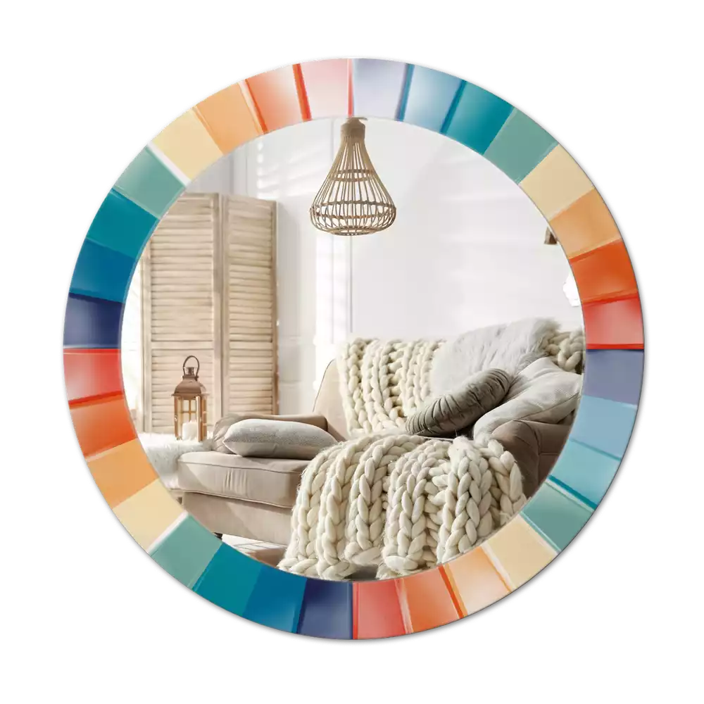 Miroir rond imprimé Rayons colorés carrelés