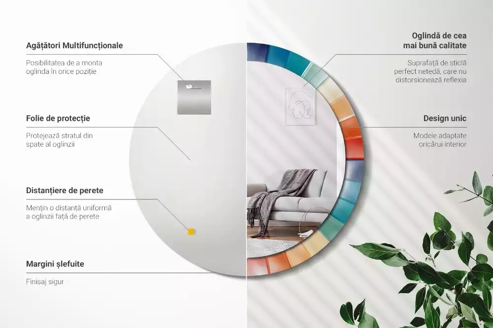 Miroir rond imprimé Rayons colorés carrelés