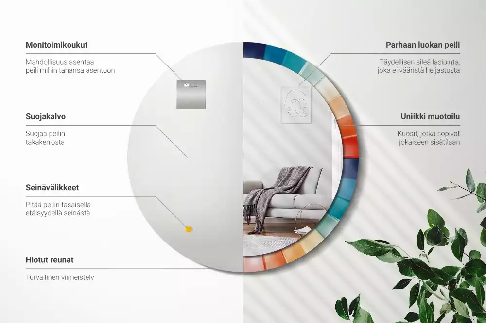 Miroir rond imprimé Rayons colorés carrelés