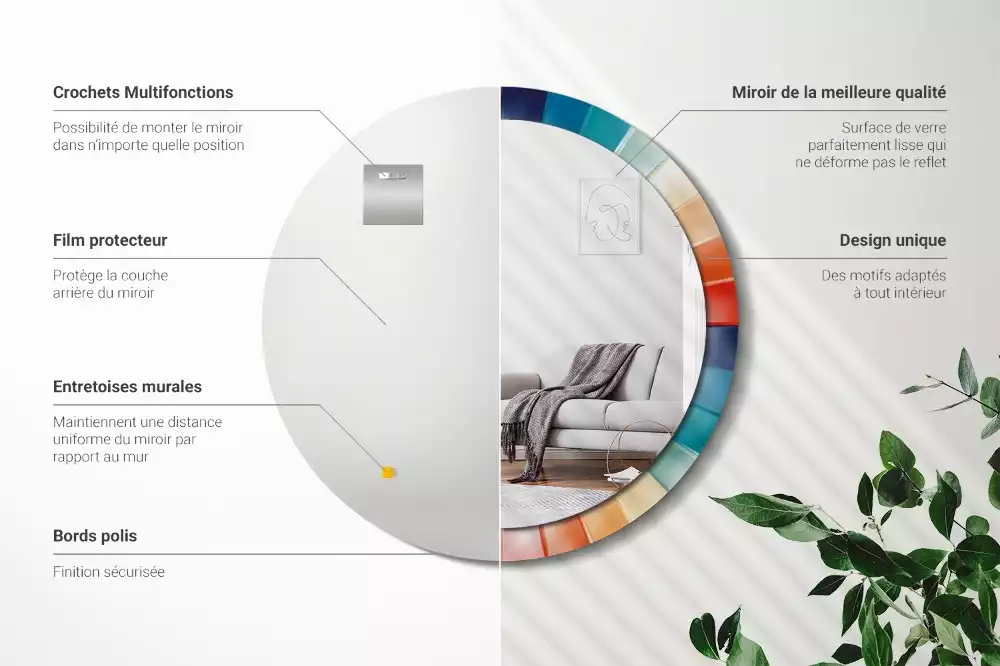 Miroir rond imprimé Rayons colorés carrelés