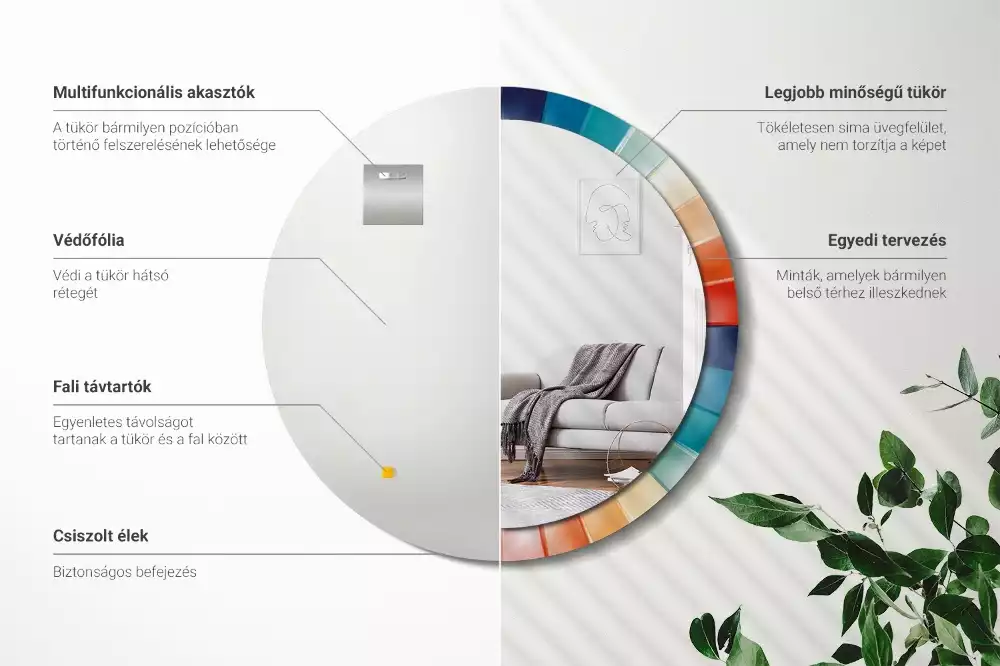 Miroir rond imprimé Rayons colorés carrelés