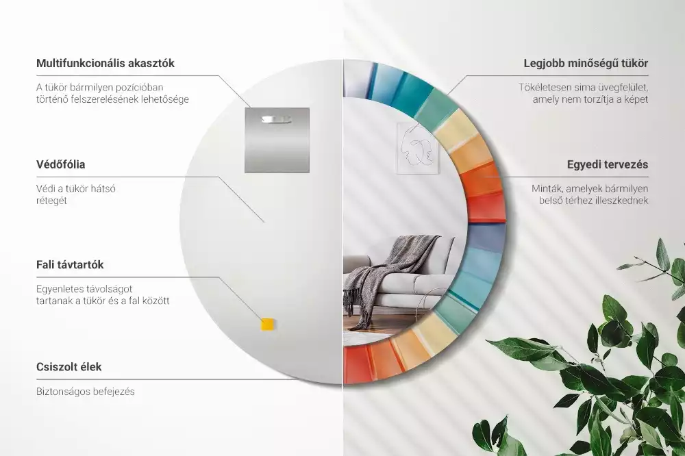 Miroir rond imprimé Rayons colorés carrelés