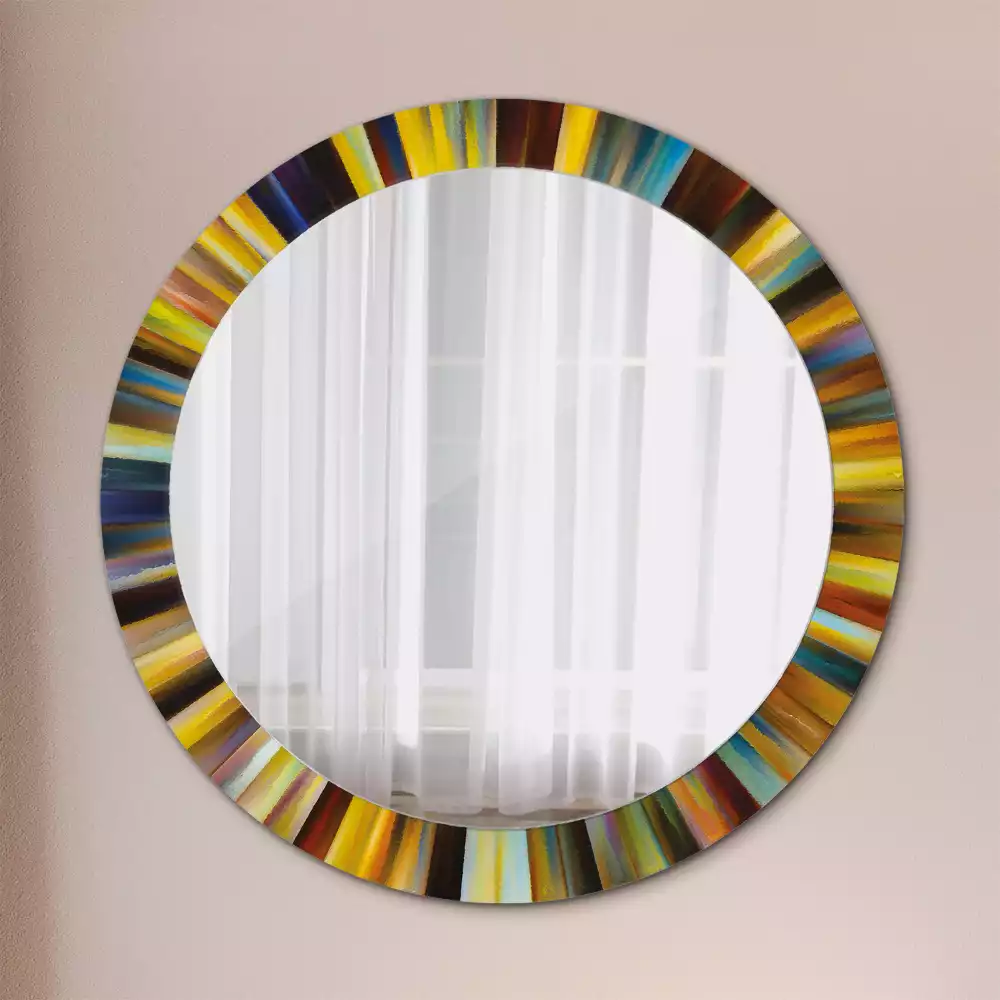 Miroir rond cadre avec impression Rayons colorés
