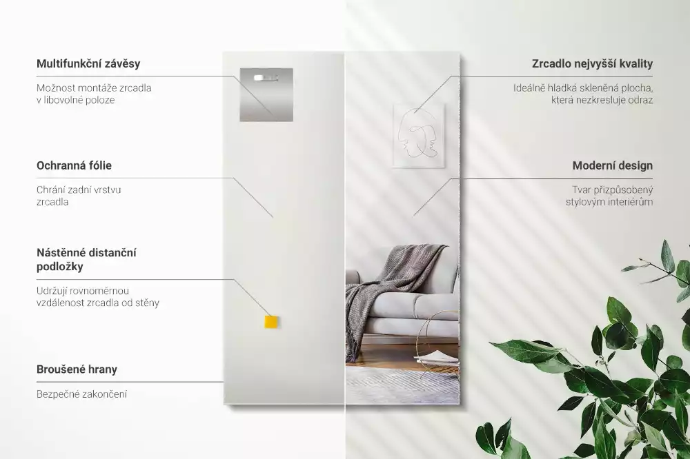 Miroir rectangulaire moderne sans cadre