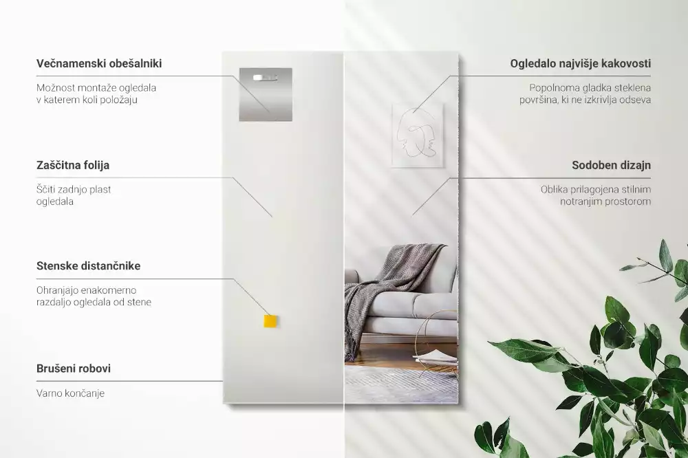 Miroir rectangulaire moderne sans cadre