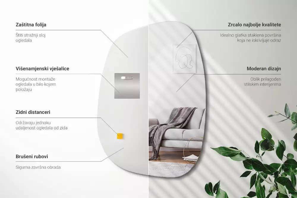 Miroir organique forme raffinée