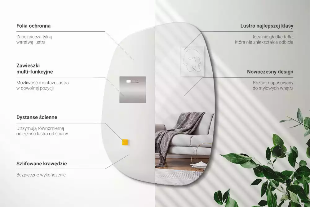 Miroir organique forme raffinée