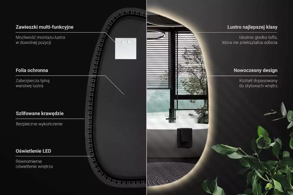 Miroir organique led sans cadre